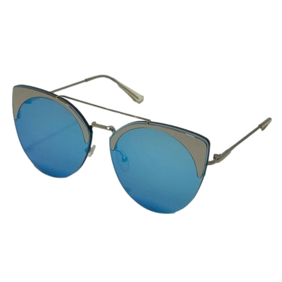 C10-1: BLUE Lens Accent Cateye Sunglasses - Picture 2 of 4